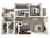Two Bedroom, 1029 SF